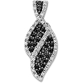 JewelryWeb 14k White Gold White and Black Diamond Pendant Necklace Pendant for Women