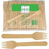 Perfect Stix Green Fork 158-250ct Disposable Wooden Forks (Pack of 250), Plain Forks