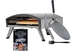 Deco Chef Outdoor Gas Pizza Oven, Portable Collapsible Design, Hassle-Free Self-Rotating Baking Stone, Accessories, Stainless Steel