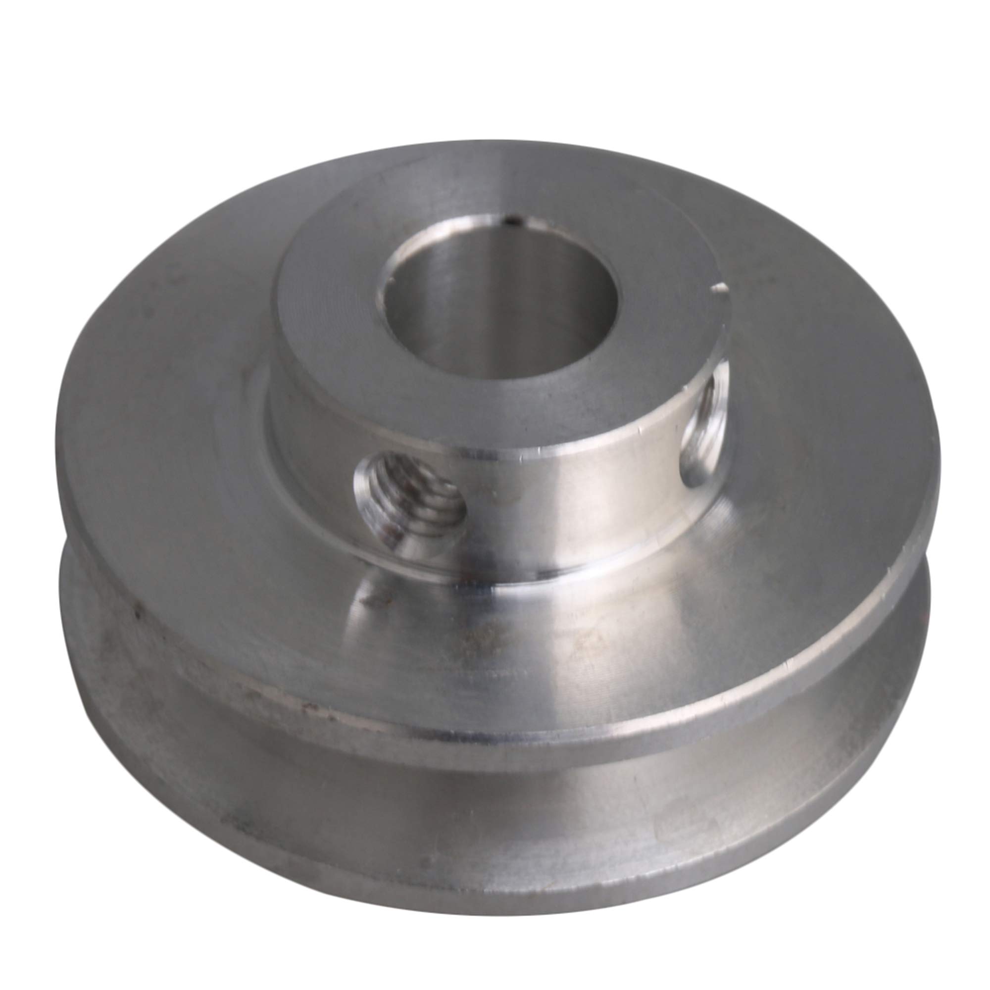 CNBTR 3.1x1.5x0.8cm Silver Aluminum Alloy 0.8cm Fixed Single Bore Groove Pulley Wheel for Motor Shaft 0.3-0.5cm PU Round Belt