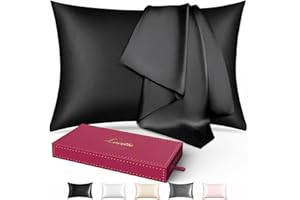 Lacette Queen Size 20"x30" Silk Pillowcase, Dark Black, 100% Mulberry Silk, Breathable, Temperature Regulating, Skin Friendly, Hair Protective