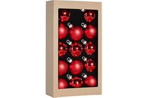 Suixing Christmas Glass Balls Multi Colors Included with Loop Set Festival Home Party Decors Xmas Tree Hanging Pendant 14PC 2.2In Red