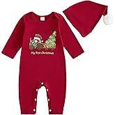Ayalinggo Christmas Baby Boy Outfit My First Christmas Romper Newborn Ruffle Santa Onesie Fall Winter Baby Clothes