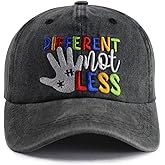 Different Not Less Autism Hat for Women Men, Funny Adjustable Cotton Embroidered Autistic Baseball Cap