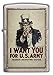Zippo Army Lighters - Brushed Chrome Uncle Sam