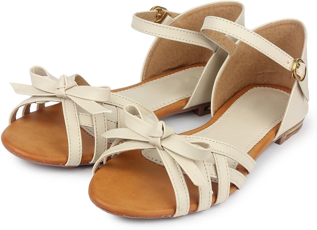 Do Bhai Smart Casual Stylish Flats Sandals Rani for Women (Euro40, Cream)
