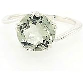 Natural 2.5ct Green Amethyst 925 Solid Sterling Silver Engagement Ring Size 9, 9.25