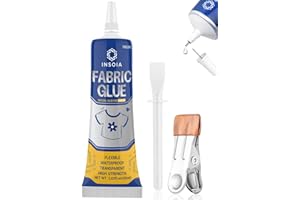 INSOIA Fabric Glue Permanent, 60ML Food-Grade Clothing Glue, Odor-Free, Dries Clear, Washable Fabric Adhesive for Rhinestones,Patches,Clothes,Denim,Leather,Polyester,Fabrics,Doll Repair,Flannel,Cotton