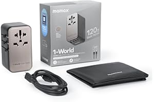 MOMAX Universal Travel Adapter, 120W GaN Fast International Power Adapter, 3 USB C & 1 USB A, Worldwide Travel Plug Adapter, All-in-One Worldwide Wall Charger for USA European UK AUS (Type C/G/A/I)