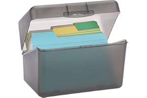 BTSKY 1 Pack 4 x 6 inch Index Card Box-Index Card Holder Notecard Box Recipe Card Box Plastic Storage Organizer for Filling Index Cards,Note cards, Flashcards, Recipes and etc,Grey