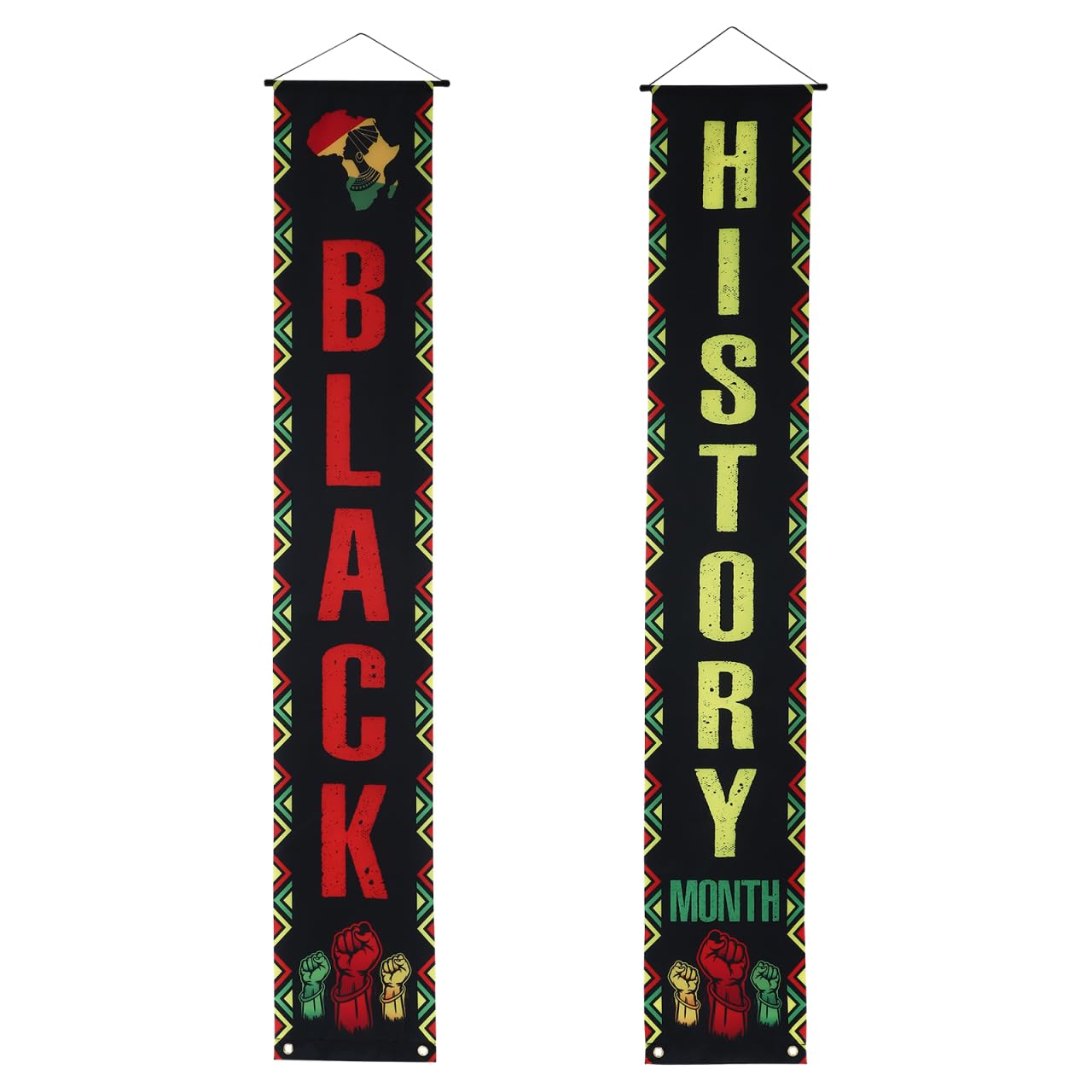 Happyyami 1 Pair Happy Black History Month Juneteenth Porch Banners African American Front Door Hanging Banner February Holiday Black Pride Porch Sign for Indoor Outdoor Decoration