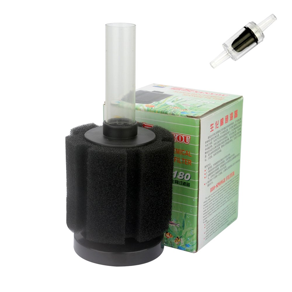 SENZEAL S Size Bio Sponge Filters Biochemical Foam Filter for Aquarium Fish Tank Air Pump with Check Valve Black