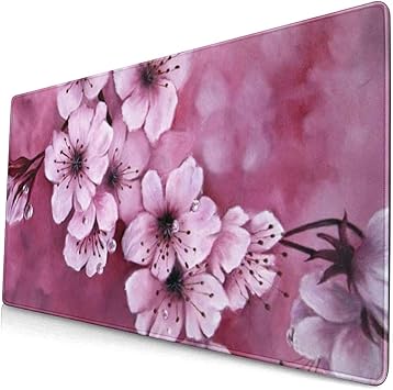 Amazon Com Beautiful Pink Cherry Blossoms Design Pattern Xxl Xl Large Gaming Mouse Pad Mat Long Extended Mousepad Desk Pad Non Slip Rubber Mice Pads Stitched Edges 29 5x15 7x0 12 Inch Office Products