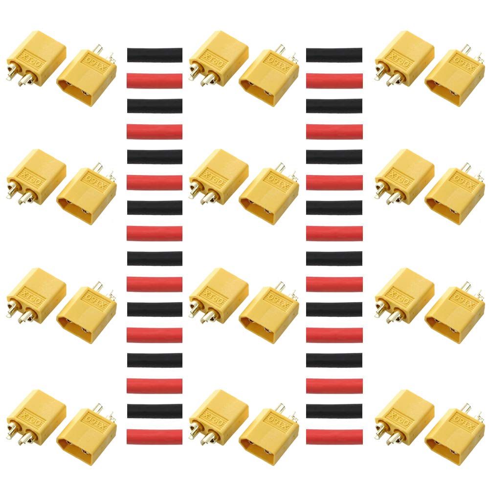 YIXISI 12 Pairs XT60 Male Female Bullet Connectors Power Plugs with Heat Shrink for DIY Custom 3D Printer, Assembly Enthusiast