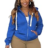 Tycorwd Women's Plus Size Casual Hoodies Sweatshirt Long Sleeve Full Zipper Track Tops Athletic Jackets with Pockets
