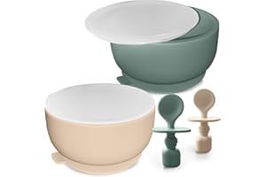 SPERRIC Suction Bowl with Lids and Spoons, BPA Free Baby Bowls, Baby Feeding Essentials, Baby Bowls with Suction, Silicone Baby Feeding Set, Extra Strong Baby Suction Bowls, Infant Babies & Toddler