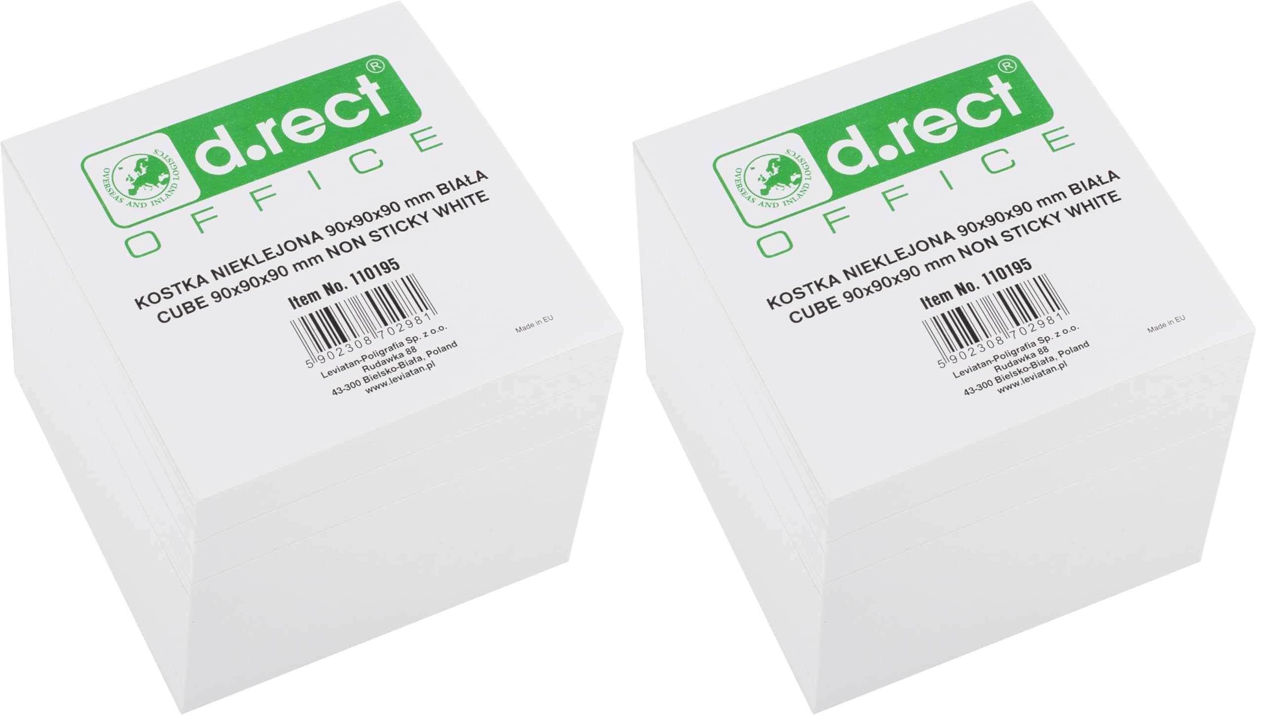 D.RECT Notepad Replacement Paper (for Note Box) | 90 x 90 x 90 mm Approx. 850 Sheets | White (Pack of 2)