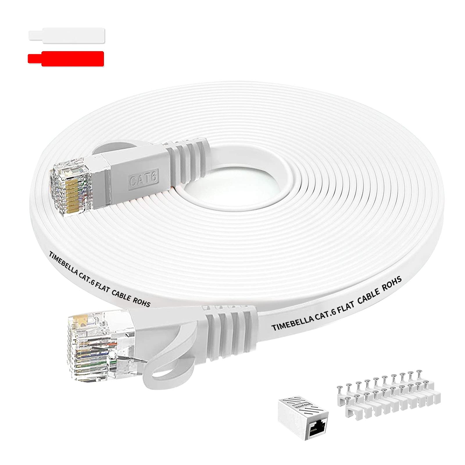 TIMEBELLA Cat6 Ethernet Cable 15m/50ft Cat6 High-Speed 1000Mbps 250Mhz Flat LAN Cable RJ45 Internet Network Cable for Console, PS3, PS4, PS5, Switch, Router, Modem, Patch Panel, PC, TV, Home Office