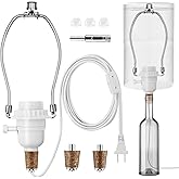 Make a Lamp or Rewire Kit,DIY Bottle Lamp Wiring Kit Includes 3-Way Light Socket,Electric Cord,Glass Drill Bit,Bottle Corks e