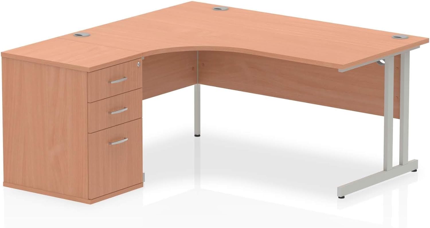 BiMi Ergonomic 1800 Left Hand Corner Desk with 3 Draw Desk High