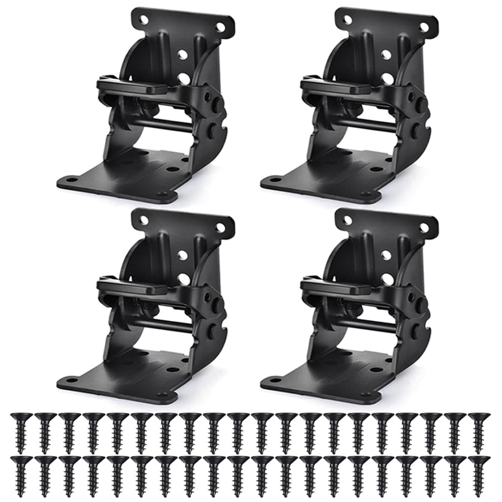 Photo 1 of 4 Pack Folding Brackets, Self-Locking Hinges with Screws & Non-Slip Pads, 500LB Capacity Adjustable Support for Table/Bed/Desk Legs, Quick-Install Heavy-Duty Extension Support Bracket