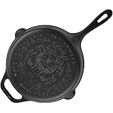 Victoria 10-Inch Day of the Dead La Catrina Cast Iron Skillet, Dia de los Muertos Seasoned Cast Iron Frying Pan with Long Handle, Made in Colombia