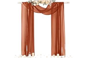 Socomi Terracotta Sheer Wedding Decor Fall Draping Fabric 29" x 20Ft 1 Panel Arch Outdoor Curtain Drapes Extra Long for Bridal Baby Shower Birthday Party Decor