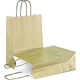 AZOWA Bronzing Gold Gift Bags Mini Kraft Paper Bags with Handles (4.7 x 2.4 x 6 in, Gold, 25 Pcs)