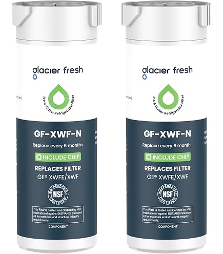 Crystala Filters Filtro Acqua Frigorifero Compatibile Con GE XWFE E XWF – Confezione Da 3 Con Chip Integrato