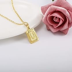 Glimmerst Initial Pendant Necklace Stainless Steel