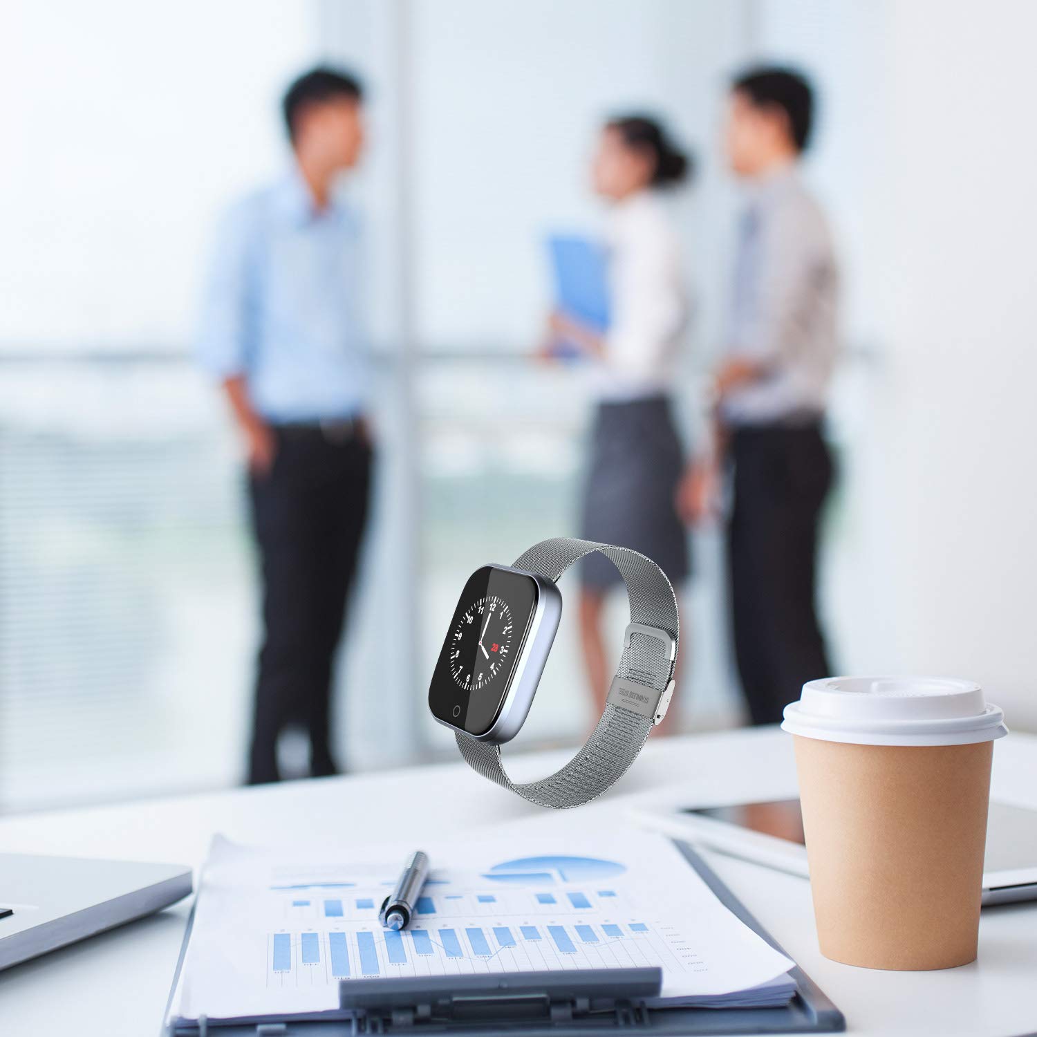 Bracelet Activity Tracker, Waterproof Smart Fitness Watch HD Screen Fitness Tracker With Pedometer/Heart Rate & Blood Pressure Monitor/SNS Alert/GPS Running Map, for Men & Women,iOS Android (Silver)