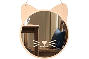 iCAGY Plastic Kids Mirror for Wall - Kids Safety, Hanging, Acrylic, Non-Glass and Unbreakable - Cat Decoration Mirror for Kid's Playroom 10"