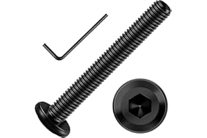Mywish M6 x 50mm 20Pcs Flat Head Hex Socket Cap Screws Bolts, 304 Stainless Steel Furniture Bolts Full Thread, Black Oxide & Hex Spanner