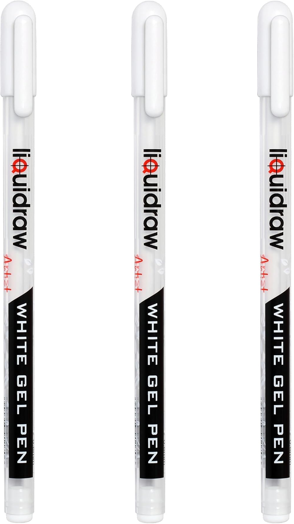 Liquidraw White Gel Pens Set of 3 0.8 mm Fine Point for Artists