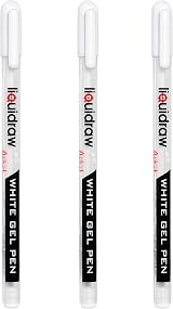 Liquidraw White Gel Pens Set of 3 0.8 mm Fine Point for Artists
