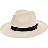 BABEYOND 1920s Fedora Hat for Men Gatsby Wide Brim Fedora Hat Felt Panama Cap with Band for Women Men