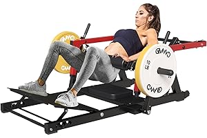 GMWD Hip Thrust Machine, 800LBS Plate-Loaded Glute Bridge Machine with Weight Holder, Heavy Duty Butt Exercise Equipment for Glute Muscles Building and Butt Shaping, Adjustable Footboard(R100LB