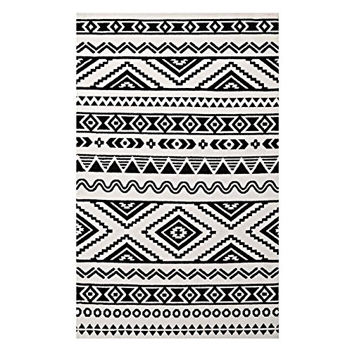 Modway R-1010A-810 Haku Geometric Moroccan Tribal Area Rug, 8X10, Black White