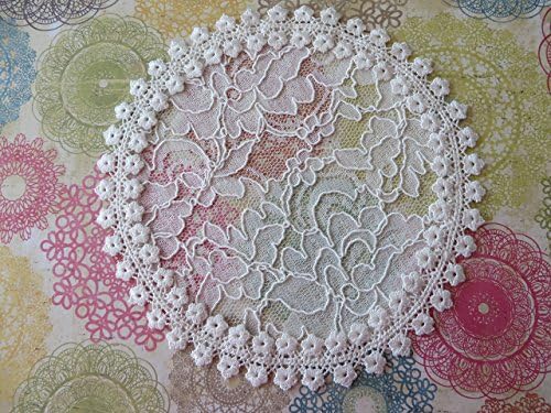 Handmade Cream Lace Doily Head Cover with Elegant Trim (with Decorative Bobby Pin) (Style 438) Elegant Doily Exclusive