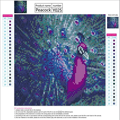 image for Pausseo Diamond Painting Peacock Diamond Painting,5D DIY Diamond Paint