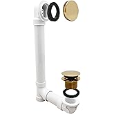 Westbrass 493244H-01 14" Sch. 40 PVC Bath Waste & Overflow Assembly with Illusionary Faceplate and Tip-Toe Drain Plug, Polish