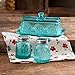 The Pioneer Woman Adeline Glass Butter Dish with Salt And Pepper Shaker Set,Turquoise | Stunning Adeline Butter Dish with Salt And Pepper Shaker Set - Turquoise