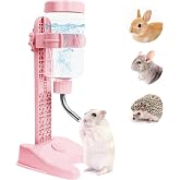 VANNON Pet Standing Water Dispenser Top Fill Dog Water Bottle Dispenser with Stand Leakproof Pet Slow Water Bottle for Small Animals, 13oz, BPA Free, Adjustable Height, Pink