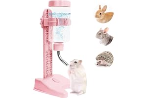 VANNON Pet Standing Water Dispenser Top Fill Dog Water Bottle Dispenser with Stand Leakproof Pet Slow Water Bottle for Small Animals, 13oz, BPA Free, Adjustable Height, Pink