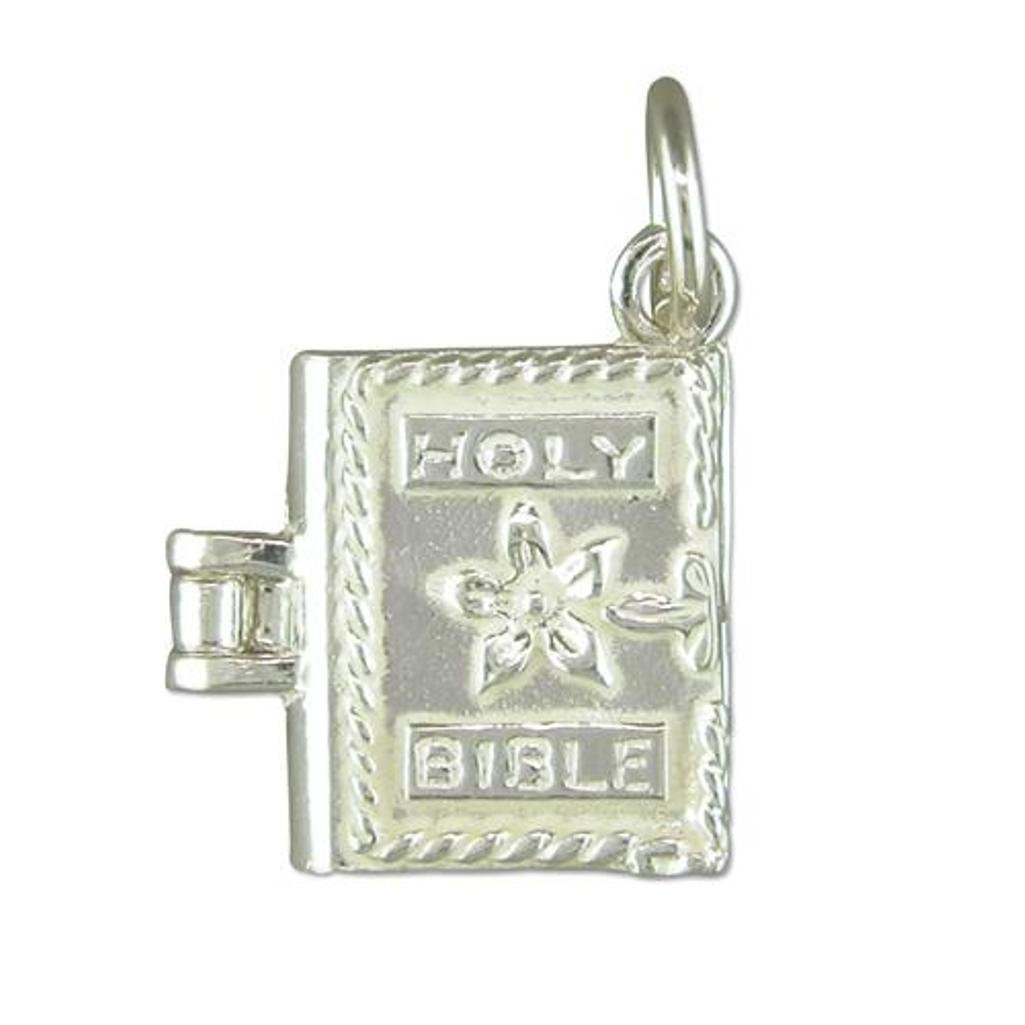 Maldon Jewellery Holy Bible sterling silver opening charm cross inside 925x1 Bibles charms