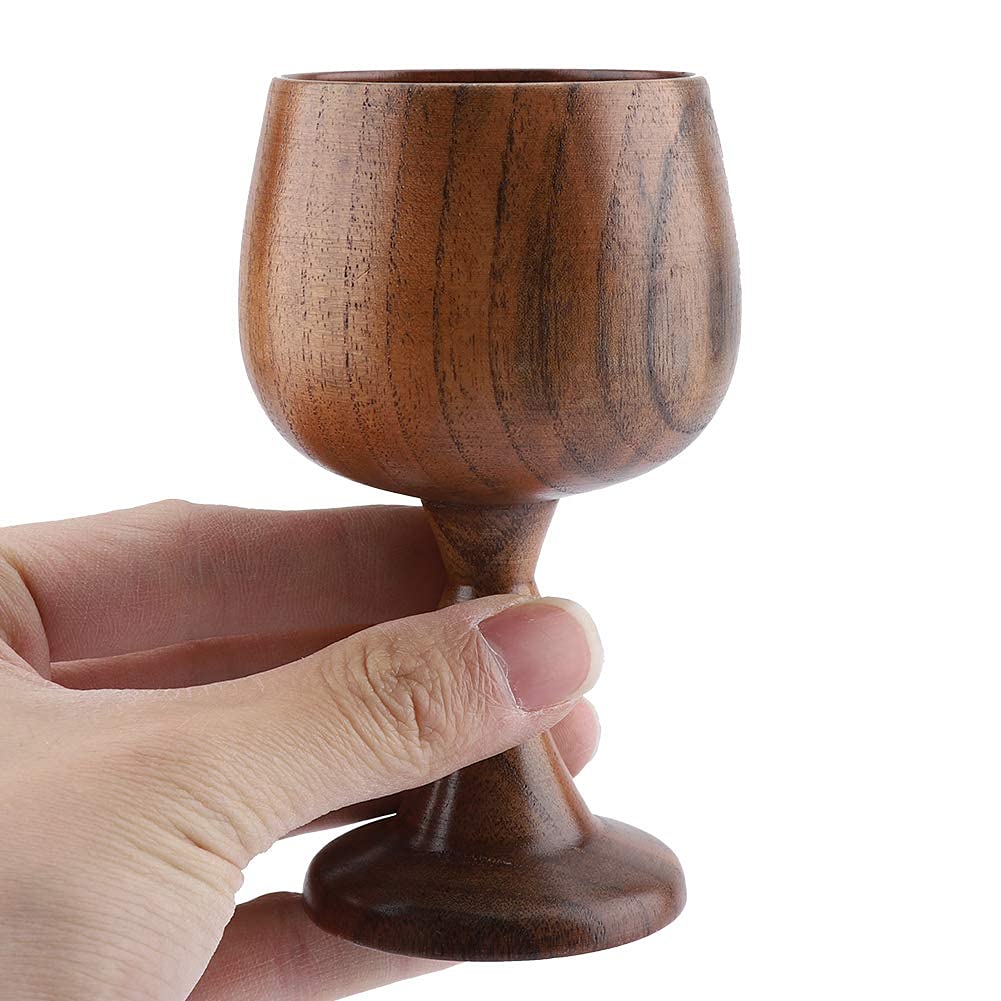 Hztyyier Wooden Beer Cup, 150ml Handmade Goblet Chalice Cup for Drinking Coffee Tea Milk Water Beer Ice 7.5 x 12cm