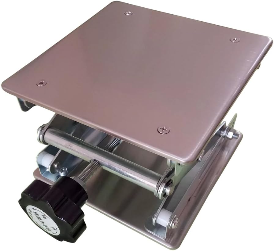BIPEE Lab Jack Lifting Scissor Stand Platform, 15 x 15cm Stainless Steel, Max. Height 25cm