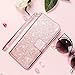Fingic for Samsung S9,Galaxy S9 Wallet Case, Luxury Glitter Wallet Case Nickel Plated Press Stud[Cash Holder][Wrist Strap][Magnetic Snap Closure] Protective Cover for Samsung Galaxy S9,Rose Gold
