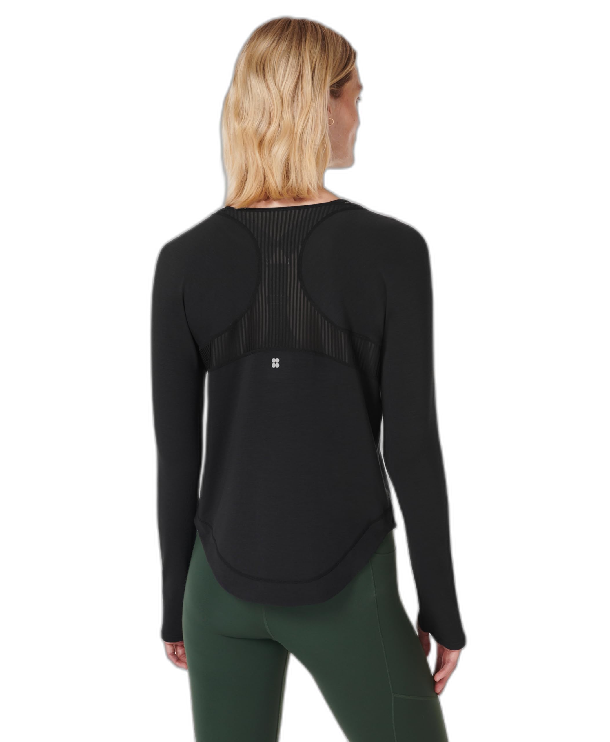 Sweaty Betty Casual Essential Cropped Crewneck Long Sleeve T-Shirt Black