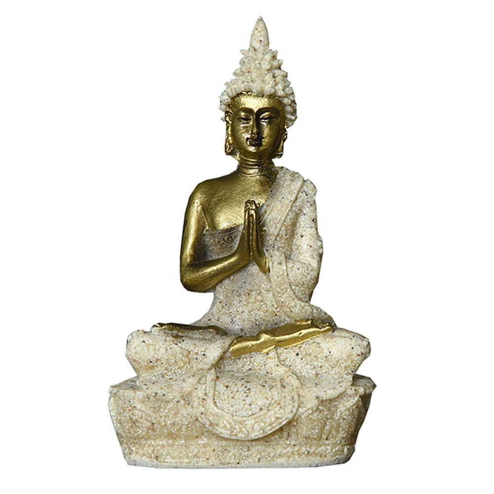 POFET The Hue Sandstone Meditation Buddha Statue Sculpture Hand Carved Figurine #37